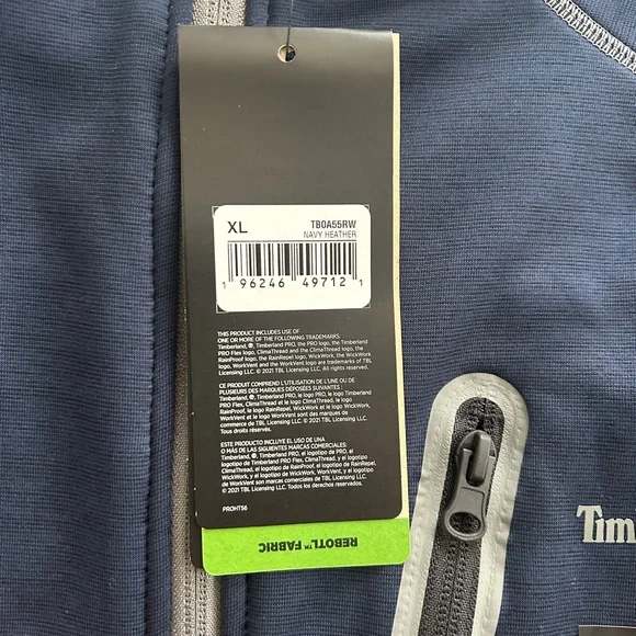 NWT 2/$80 Timberland PRO athletic fit full zip jacket heathered navy men’s XL